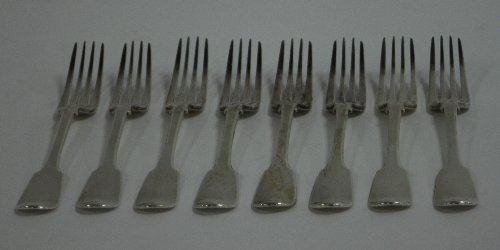 Appraisal: Eight silver fiddle pattern forks WC London initialled approximately gm