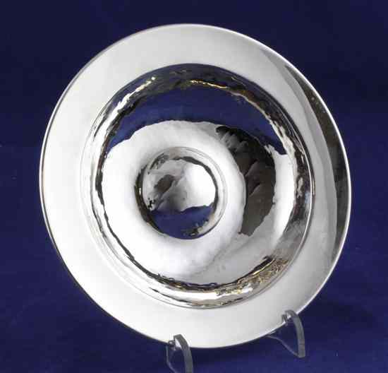 Appraisal: A cased modern planished silver armada dish Richard Jarvis London