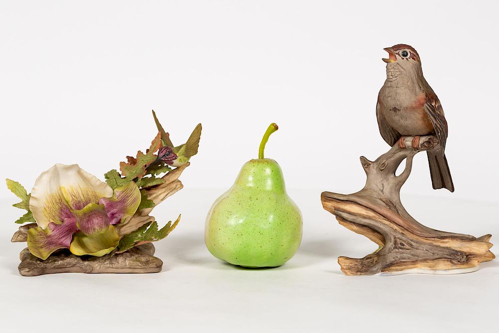 Appraisal: Two Boehm Figurines Tree Sparrow Hummingbird Boehm American founded A