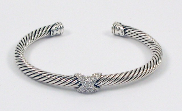 Appraisal: DAVID YURMAN CABLE CUFF BRACELET silver and k white gold