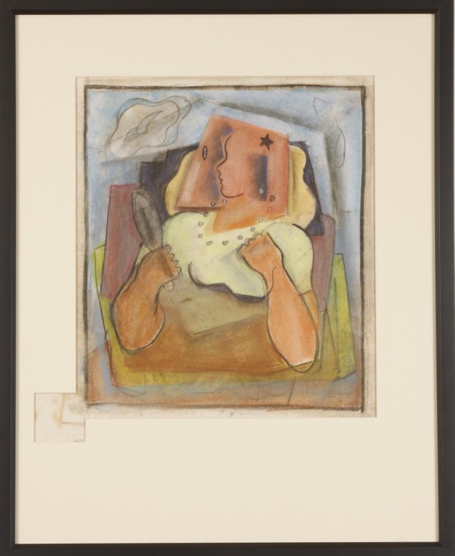 Appraisal: Van Hood Ferguson Modernist composition with mirror pastel on paper