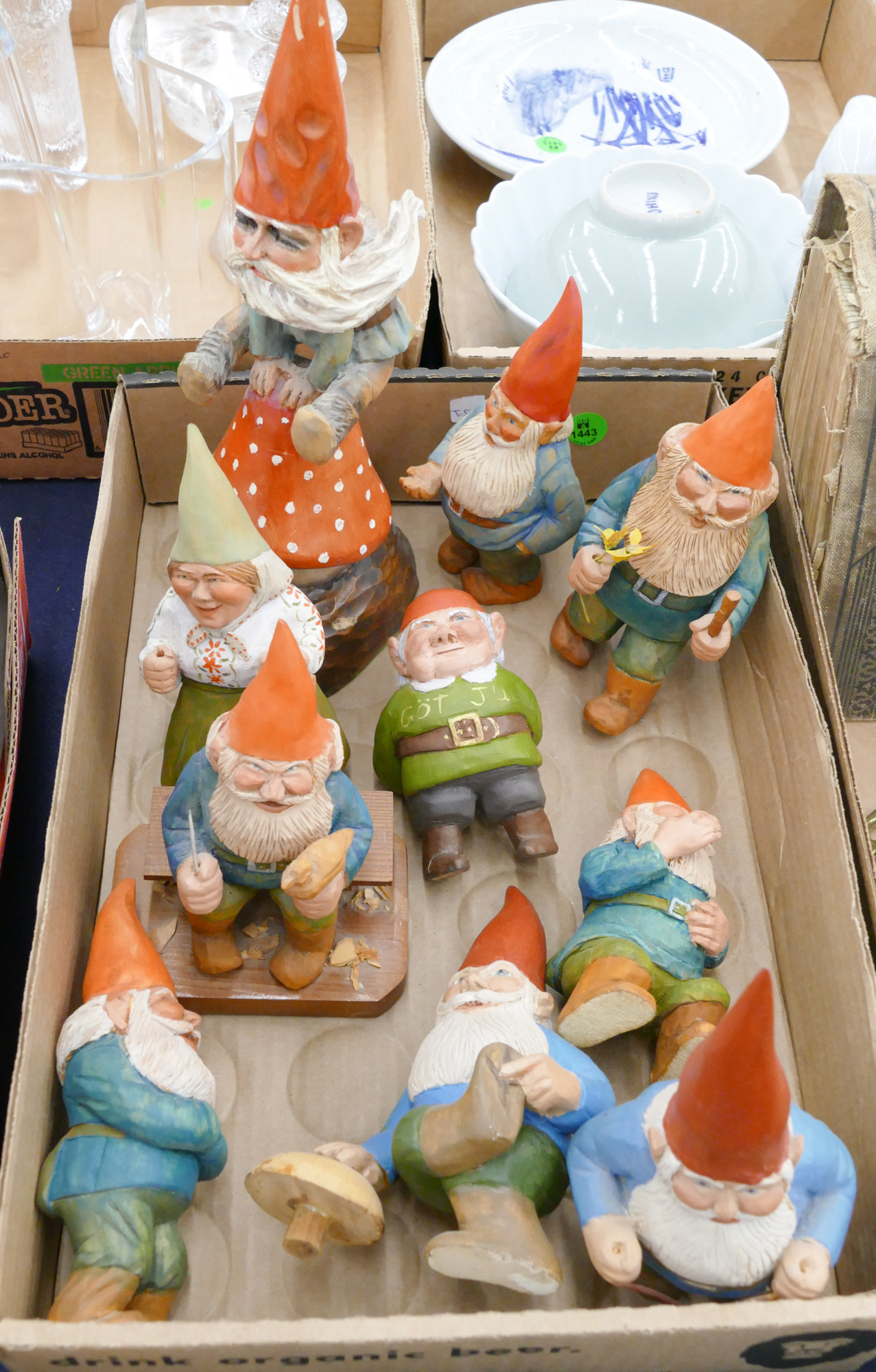 Appraisal: Box Carved Wood Gnomes