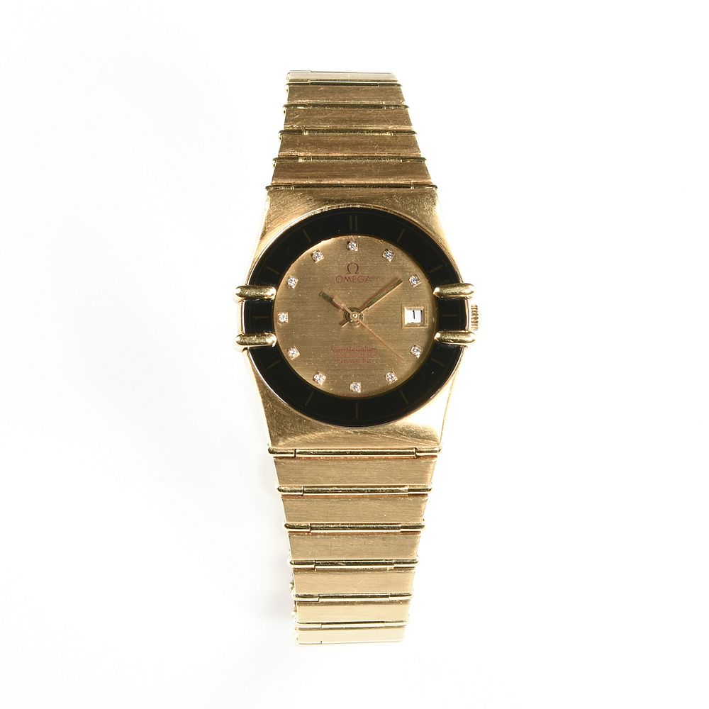 Appraisal: AN K YELLOW GOLD DIAMOND FACE LADY'S OMEGA CONSTELLATION CHRONOMETER