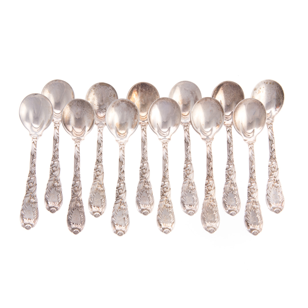 Appraisal: Tiffany Chrysanthemum sterling ice cream spoons set of Tiffany Chrysanthemum