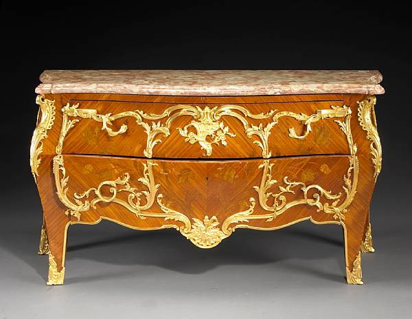 Appraisal: A Louis XV style gilt bronze mounted marquetry commode first