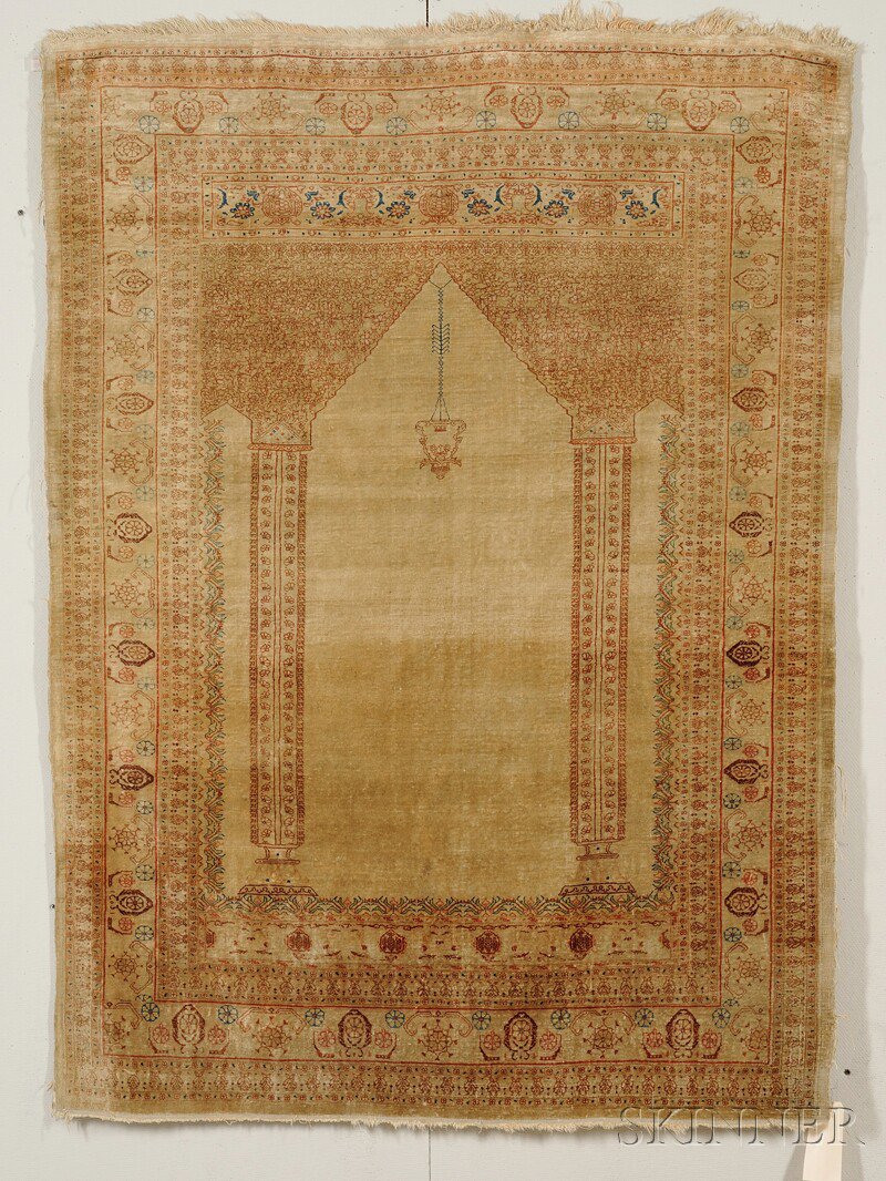 Appraisal: Tabriz Silk Prayer Rug Northwest Persia last quarter th century