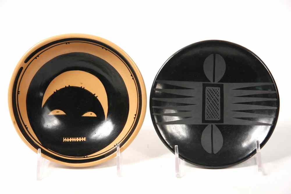 Appraisal: NATIVE AMERICAN POTTERY DISHES - Including Black on Black Deer