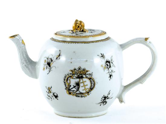 Appraisal: Chinese Export armorial teapot circa fruit finial on flat cover