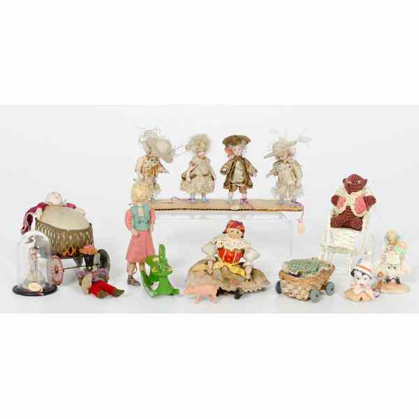 Appraisal: Doll House Dolls and Accessories A assembled lot of doll