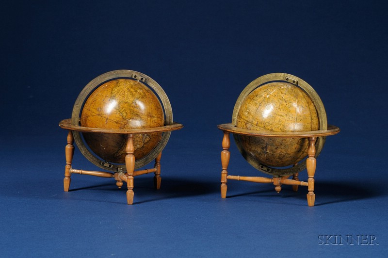 Appraisal: Pair of -inch Table Globes by Newton the terrestrial with