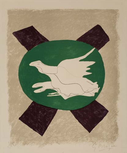 Appraisal: GEORGES BRAQUE Oiseau sur fond de X Color lithograph on