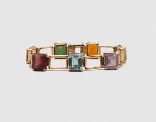 Appraisal: K Yellow Gold and Gemset Bracelet K YELLOW GOLD AND