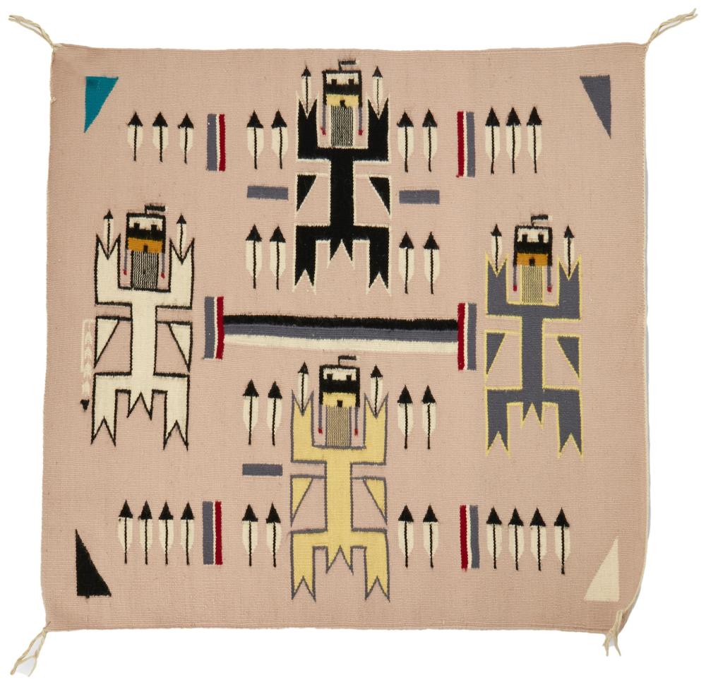 Appraisal: A small Navajo sandpainting weaving Mid- th century Dine A