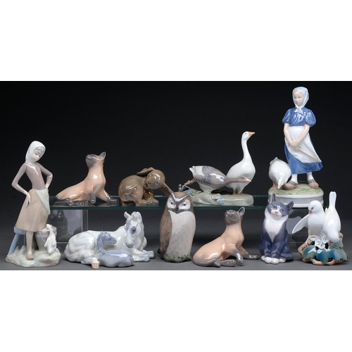 Appraisal: Ten Royal Copenhagen figures and models of animals largest cm