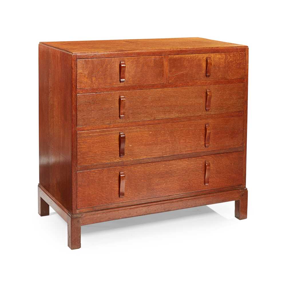 Appraisal: COTSWOLD SCHOOL CHEST OF DRAWERS CIRCA oak cm wide cm