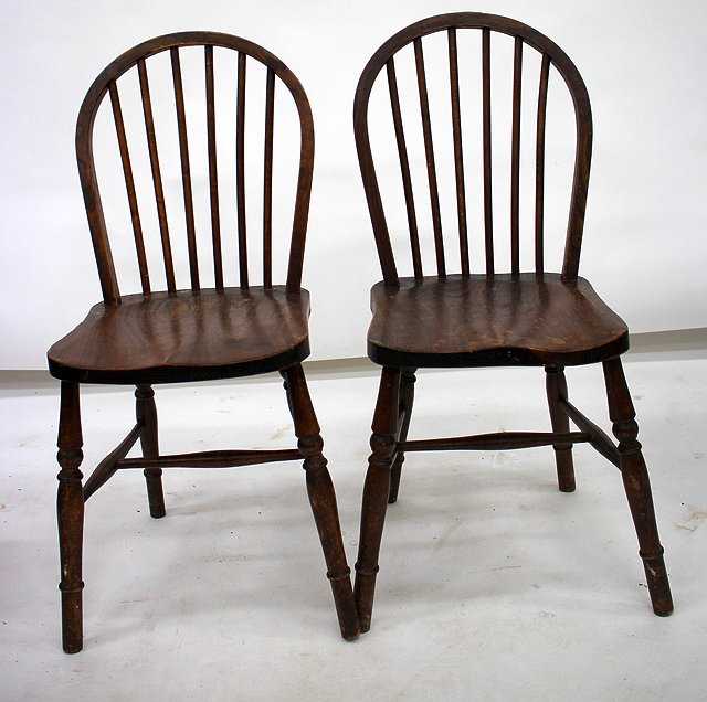 Appraisal: A MATCHED SET OF SIX STICK BACK ELM SEATED KITCHEN