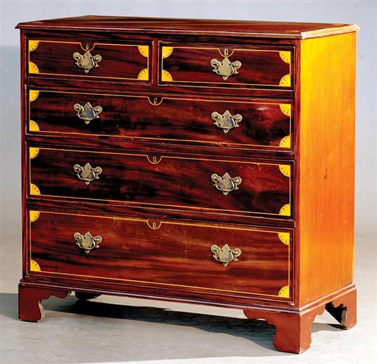 Appraisal: Georgian style inlaid mahogany chest of drawers mid th century