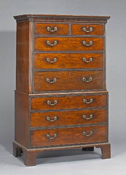 Appraisal: A George III carved mahogany chest on chest second quarter