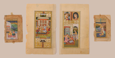 Appraisal: Four Indian miniature paintings ink and color on paper all