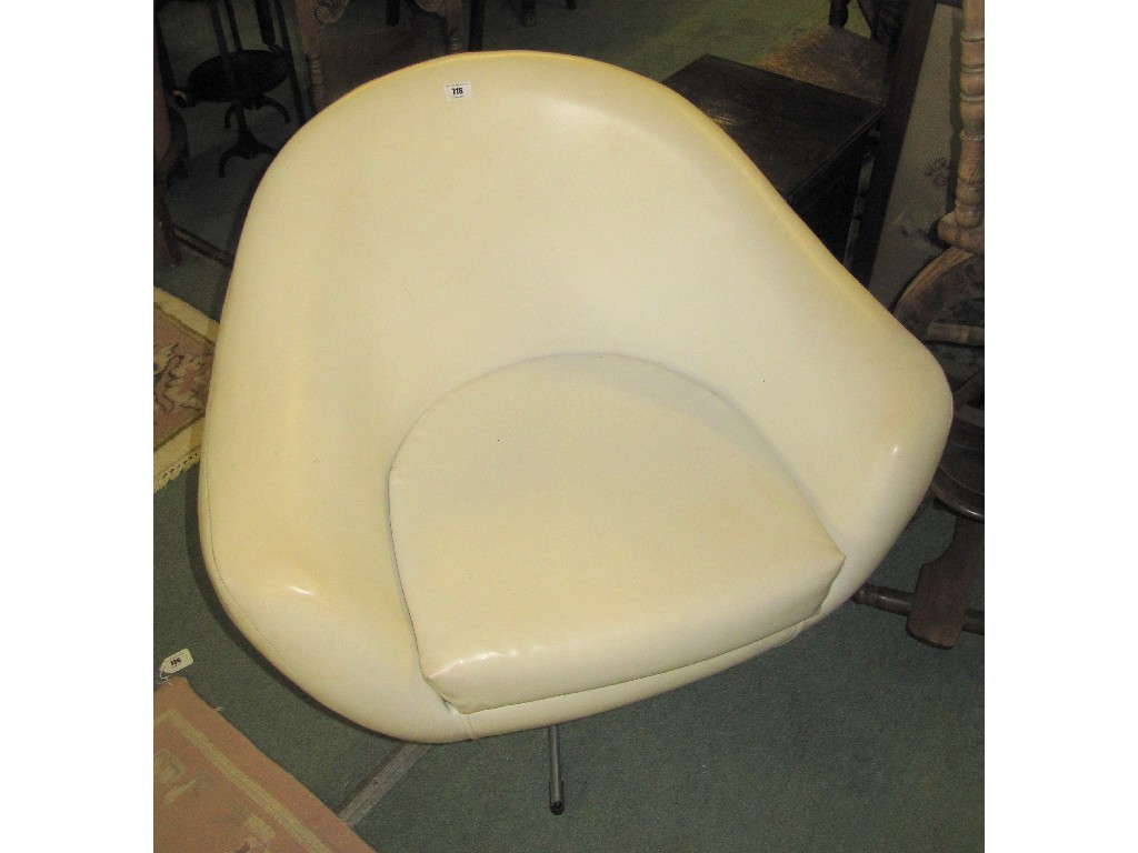 Appraisal: White Rexine swivel chair