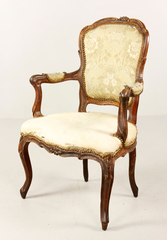 Appraisal: - th C French Armchair th century French carved armchair