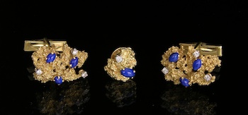 Appraisal: An Italian k Gold Lapis Lazuli and Diamond Cufflink Set