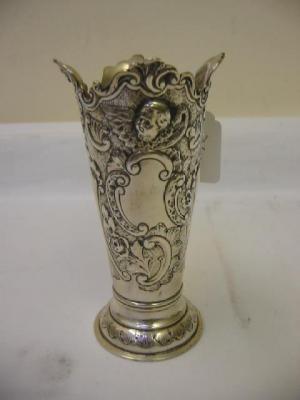 Appraisal: A VICTORIAN VASE of tapering form with lobed rim the