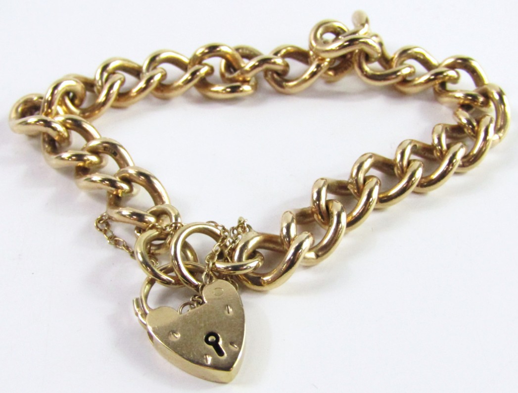 Appraisal: A ct gold solid curb link bracelet with ct gold