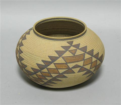 Appraisal: DAVID SALK AMERICAN CLAY BASKET Pottery Signed and dated on