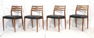 Appraisal: Set Danish Modern Teak Side Dining Chairs J L MOLLER