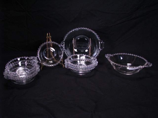 Appraisal: Candlewick Glass berry set including two handled round bowls eight