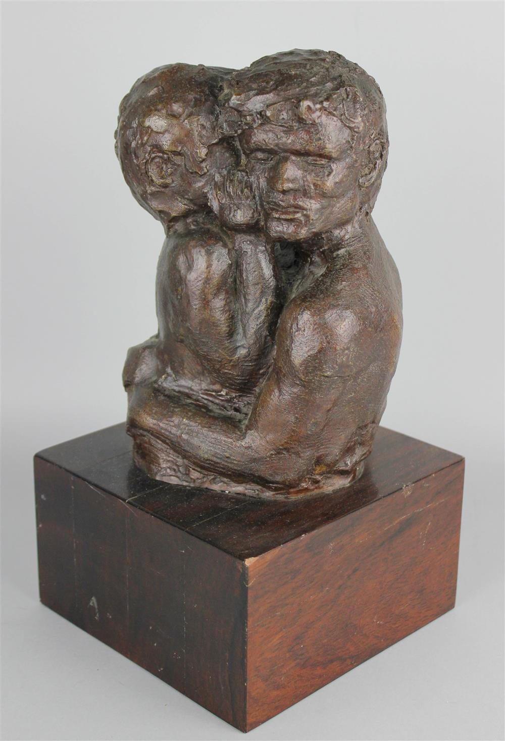 Appraisal: VICTOR SALMONES - FATHER AND CHILD Bronze in height without