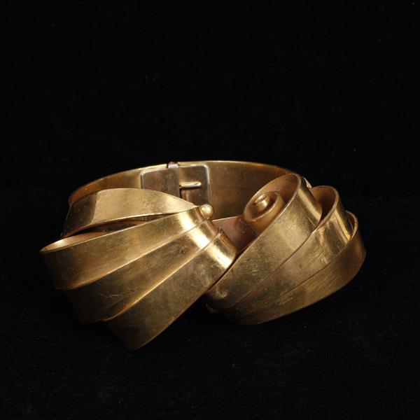 Appraisal: Joseff Hollywood Golden Scroll Clamper Cuff Bracelet W