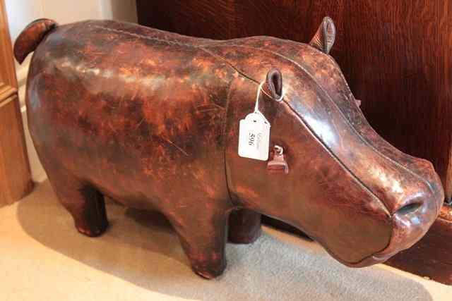 Appraisal: A SMALL LEATHER HIPPOPOTAMUS long snout to tail