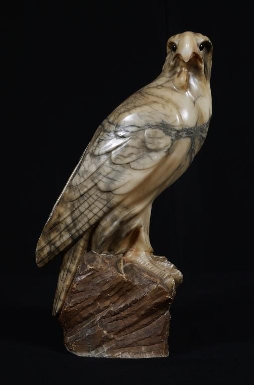 Appraisal: Majestic carved alabaster eagle sculpture measuring just over high A