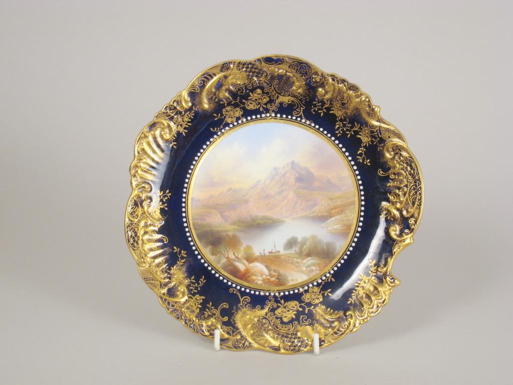 Appraisal: An Aynsley Cabinet Plate finely painted Upper Lake Killarney monogrammed