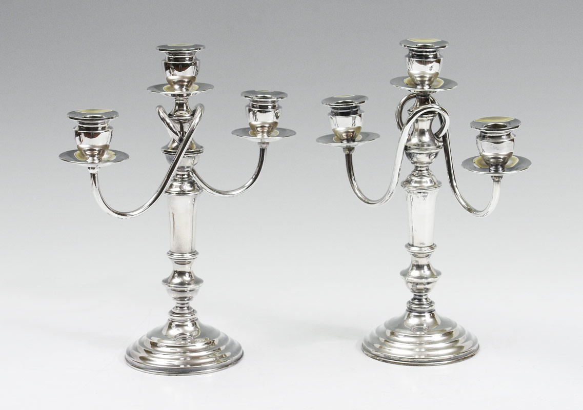 Appraisal: PAIR STERLING CANDELABRA light weighted sterling candelabra set simply marked