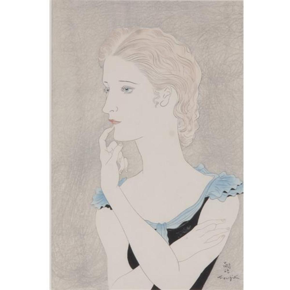 Appraisal: LEONARD TSUGUHARU FOUJITA JAPANESE FRENCH - PORTRAIT DE JEUNE FEMME