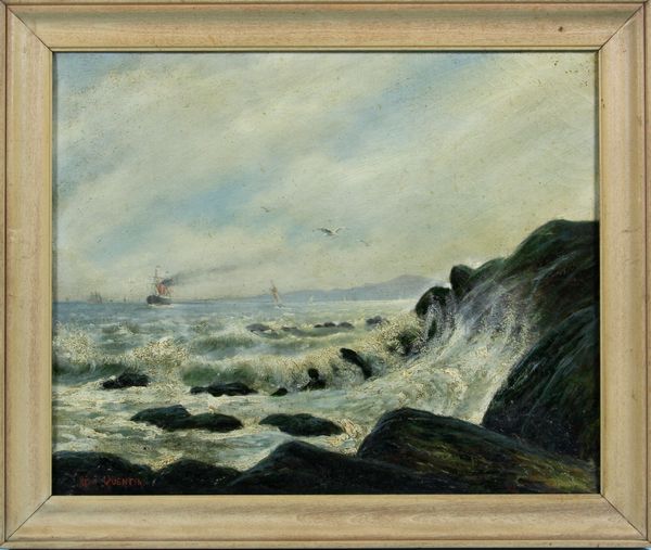 Appraisal: Rene Quentin Canadian - ships near shore o c late