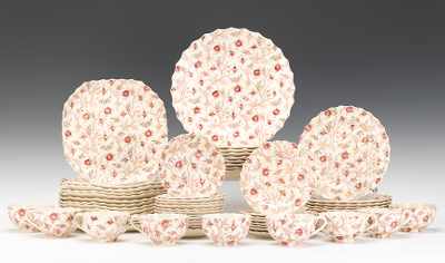 Appraisal: A Set of Spode Rosebud Chintz Tableware Including nine -