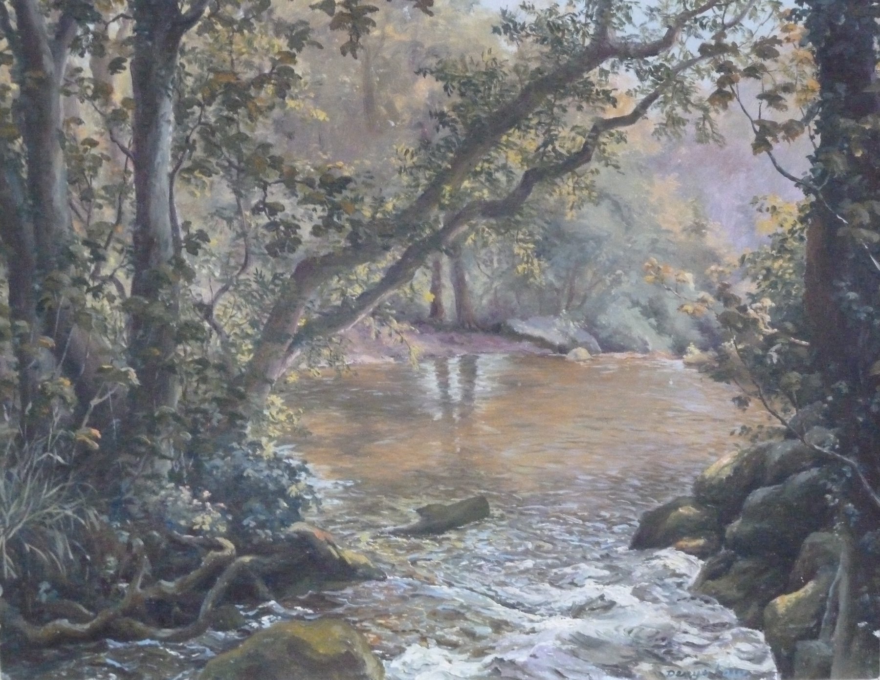 Appraisal: Denys Law River Scene near Lamorna signed oil on board