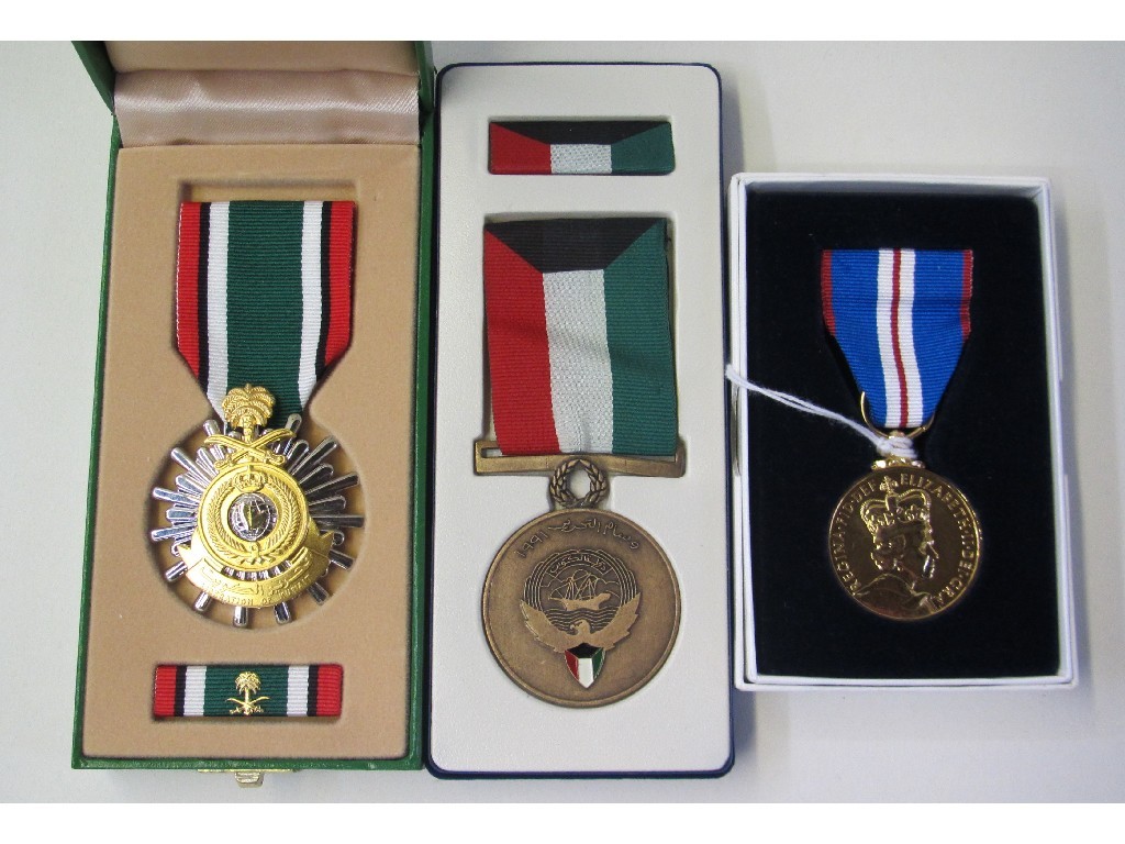 Appraisal: Lot comprising Saudi Arabian medal for the Liberation of Kuwait