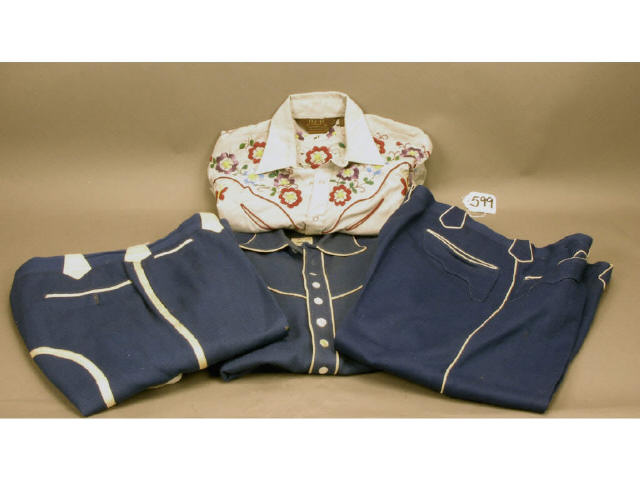 Appraisal: Collection of western vintage cowboy clothing including gray heavily embroidered