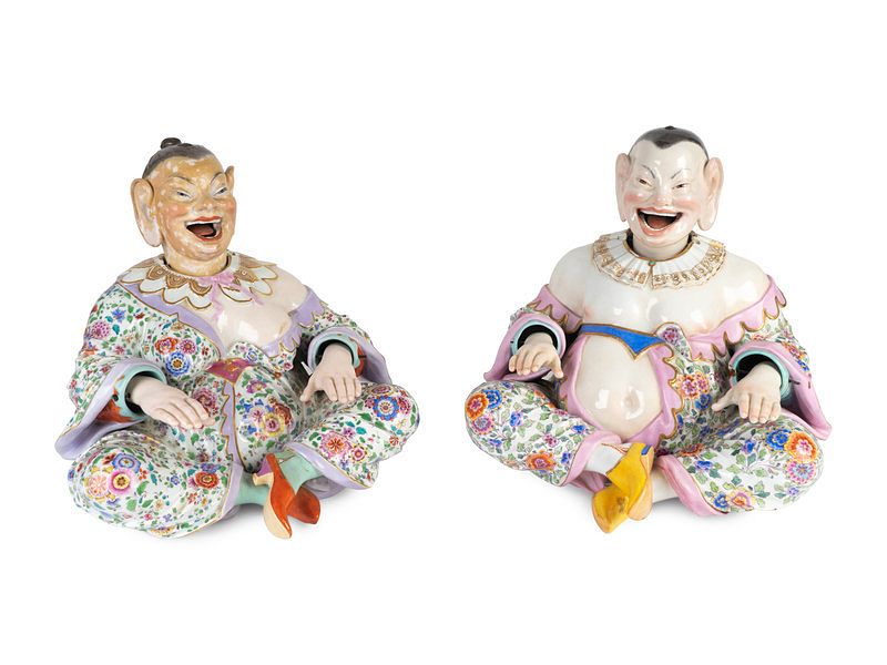 Appraisal: A Pair of Large Meissen Porcelain Nodding Pagoda Figures Height