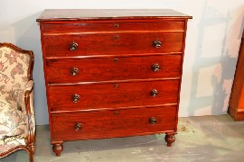 Appraisal: A th century chest of drawers in mahogany with rectangular