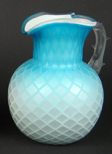 Appraisal: AN AMERICAN BLUE DIAMOND QUILTED MOTHER OF PEARL SATIN GLASS