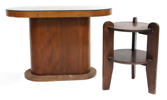 Appraisal: Two th C side tables Deco style single pedestal side