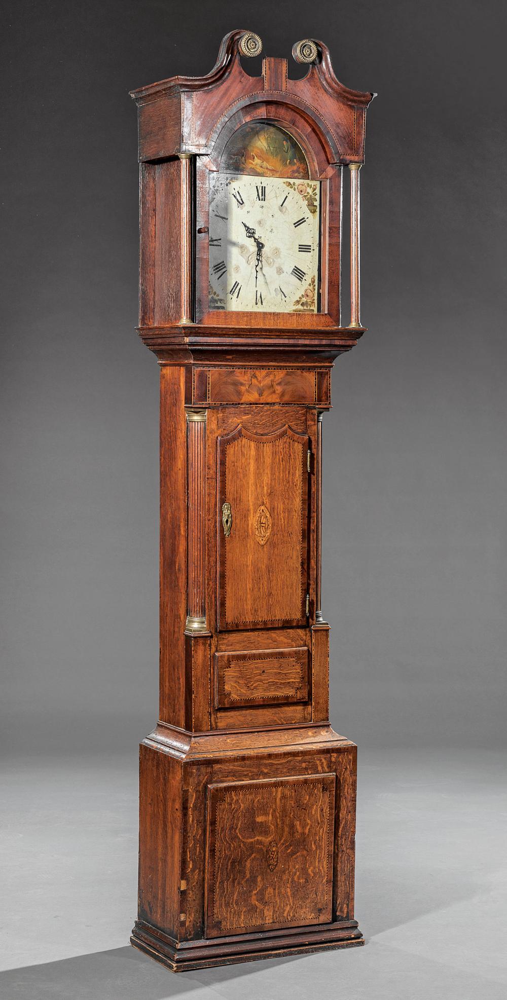 Appraisal: George III Inlaid Oak Tall Case Clock th c with