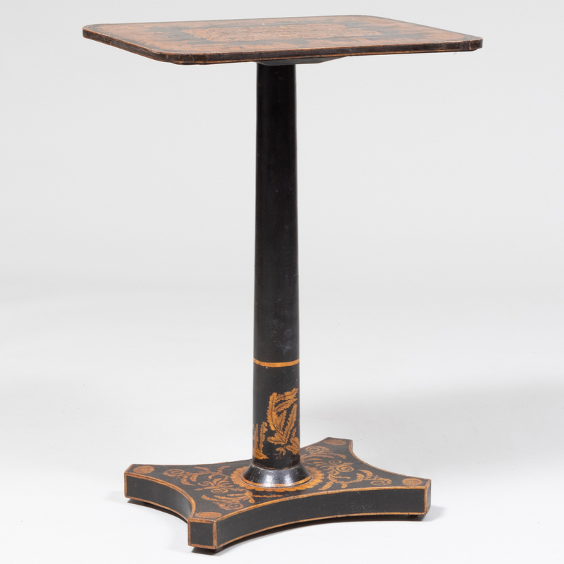 Appraisal: Regency Penwork Pedestal Table x x in Condition Age splits