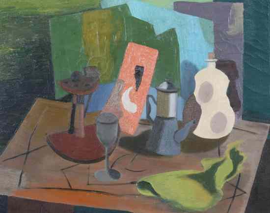 Appraisal: J MORRELL American th century CUBIST STILL LIFE signed and